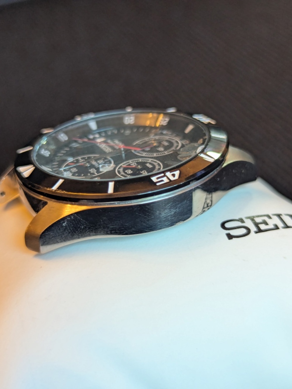 Seiko Men's Chronograph 4T57 Watch Black Dial - no band - Picture 5 of 7